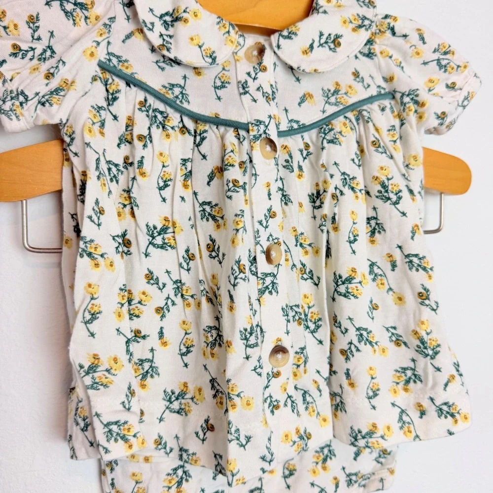 Kate Quinn Baby Girls Floral Bamboo Viscose Top and Bloomers Set Yellow 3-6M